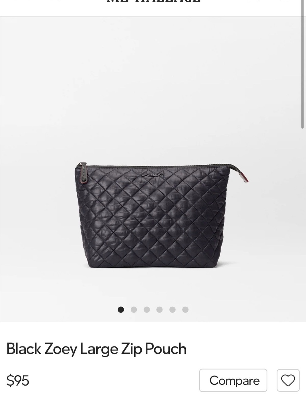 MZ Wallace Black Quilted Zoey Large Zip Pouch